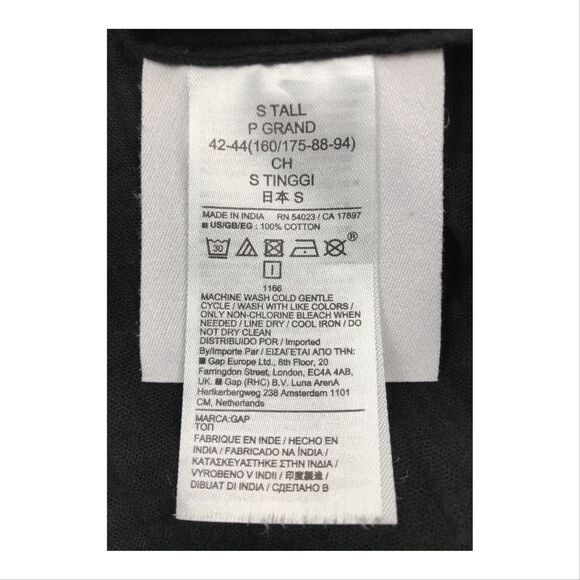 Gap Women Blouse Small Tall Tie Front Flutter Cap Sleeve Gauze 100% Cotton Black - Picture 5 of 8